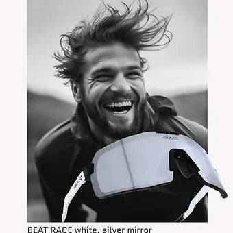 BEAT RACE Sport Glasses - White & Black with Silver XCvision MULTI LAYER MIRROR Lens - Image 5